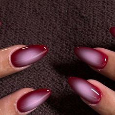 Almond Nails February 2024, Aura Nails Burgundy, Nails 2024 February, Red Wine Almond Nails, Red And Blue Aura Nails, Maroon Aura Nails, Nails For February 2024, Winter Aura Nails, Nails February 2024