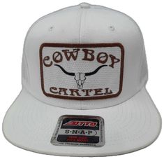 Custom Cowboy Hats, Cap White, Mens Cowboy, White Flat, Cow Boy, White Flats, Embroidered Patch, Hat Cap, Snapback Hat