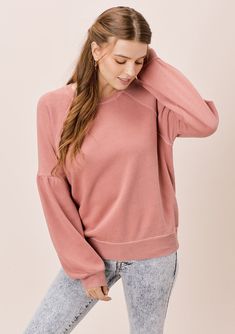 [Color: Dusty Pink] Lovestitch dusty pink Comfy French Terry Tops For Fall, Everyday Raglan Sleeve Sweatshirt, Oversized Raglan Sleeve Sweatshirt For Loungewear, Trendy Soft-washed French Terry Tops, Cozy Washed Tops For Fall, Cozy Washed Sweatshirt For Fall, Trendy Long Sleeve Washed Sweatshirt, Fall Raglan Sleeve Sweatshirt For Loungewear, Trendy Soft-washed Sweatshirt For Layering