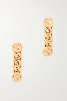 GUCCI Gold-tone earrings Gucci Tarnish Resistant Gold Jewelry, Elegant Gucci Tarnish Resistant Jewelry, Gucci Luxury Link Jewelry, Classic Gucci Chain Jewelry, Gucci Metal Chain Jewelry, Luxury Gucci Yellow Gold Earrings, Elegant Gucci Chain Link Jewelry, Gucci Luxury Drop Earrings, Gucci Silver Chain Jewelry