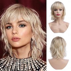 Short Blonde Pixie Cut Wigs with Bangs for White Women,Brown Ombre Blonde Wig Synthetic Wavy Curly Hair Wigs Mixed Brown Wigs Layered Natural Fluffy Heat Resistant 2024 - CAD $21.99 White Hair Extensions, Ash Blonde Bob, Short Blonde Pixie, Wigs Color, Dunner Wordend Haar, Natural Hair Wigs, Cosplay Hair, Natural Wigs, Blonde Pixie Cuts