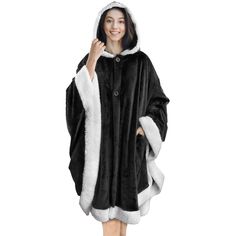 PRICES MAY VARY. 100% Polyester Imported WEARABLE BLANKETS FOR WOMEN: This wearable blanket with hood is designed as a poncho shawl or draped on your shoulders like a cloak wrap cape. Soft cozy, fleece poncho blanket for adult women is perfect for lounging at home watching tv, reading, or keeping warm at the office or work while keeping your hands free. This sweater blanket throw is a great gift idea for women, mom, girlfriend, wife, seniors, and elderly women. HOODED BLANKET WITH SLEEVES: Women Cape Shawl, Hood Hat, Blanket Poncho, Cozy Wrap, Poncho Wrap, Plaid Sleeve, Hooded Poncho, Hoodie Blanket, Casual Outerwear