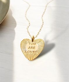 Carry love and positivity wherever you go with our You Are Loved Necklace!  This delicate piece serves as a daily reminder, radiating warmth and confidence with every wear. Cute Gold Necklace, Gf Gifts, Necklace Minimalist Jewelry, Citation Positive, Jewelry Cute, Jewelry Quotes, Jewelry Simple, Girly Accessories, You Are Loved