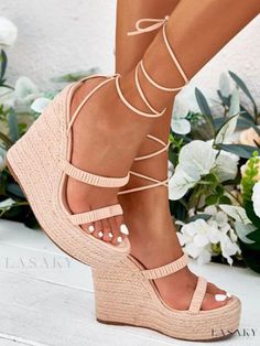 Lasaky - Stylish Lace Up Platform Espadrille Wedge Sandals for Women Lace Up Wedge Sandals, Street Wear Style, Lace Up Espadrilles, Lace Up Wedges, Platform Espadrilles, Womens Sandals Wedges, Estilo Chic, Espadrille Wedge, Espadrille Sandals