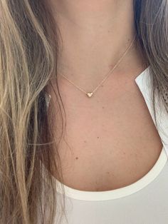 14K Gold Heart Necklace | Puff Heart Necklace | Dainty Heart Gold Necklace | Solid Gold Heart Necklace | 16"+2"This beautiful Puff Dainty Heart, can be worn as a choker, as a layering piece or part of a layering necklace set. It will add a statement to your outfit. It can be combined with multiple chains of different lengths to give the messy chains look. It comes available in this tricolor gold color only. ♦ Materials: 14K Yellow Gold♦ Available colors: Yellow Gold ♦ Necklace measurements: 16" Yellow Gold Heart Bead Necklace For Everyday, Everyday Yellow Gold Heart Necklace With Heart Detail, Everyday Yellow Gold Heart Beads Necklace, Everyday Yellow Gold Heart Necklace, Tiny Heart Pendant Necklace, Puffed Heart Necklace, Heart Gold Necklace, Necklace Measurements, Layered Necklace Set