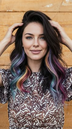 41 Fun Summer Hair Color Peekaboo Ideas to Try Right Now Brown Hair With Color Streaks, Pink Peekaboo Highlights Brunette, Pink And Blonde Highlights In Brown Hair, Fun Highlights For Brunettes, Peekaboo Highlights For Blonde Hair, Peekaboo Streaks, Brown Hair With Colored Highlights Fun, Hair Color Ideas Vibrant, Fun Hair Color Ideas For Brunettes