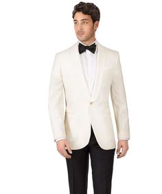 Ivory Dinner Suit - Oliver Wicks Tailored Tuxedo Blazer For Wedding, Elegant Formal Tuxedo, Elegant Tuxedo For Formal Occasions, Elegant Tailored Wedding Tuxedo, Elegant Blazer For Black-tie Events, Tailored White Tuxedo For Party, Cream Tuxedo Suit For Formal Occasions, Classic Wedding Blazer With Pressed Crease, Luxury White Suit For Evening