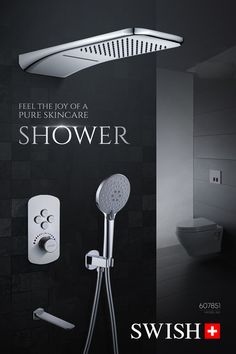 the shower head and handset are shown in this advertisement