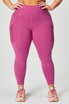 On-The-Go PowerHold® High-Waisted Legging Fabletics pink female Activewear >> Womens >> Bottoms >> Leggings >> Full Length PowerHold plus Training Chafe-Resistant/External Pockets/Hidden Pockets/Moisture-Wicking/UPF Protection Our 5-star pocket style in PowerHold® Compression Pink Yoga Pants With Go-dry, Pink Compressive Go-dry Leggings, Functional Pink Compression Bottoms, Pink Activewear With Contoured Waistband For Gym, Pink Workout Bottoms With Contoured Waistband, Pink Athleisure Activewear With Contoured Waistband, Pink Yoga Bottoms With Contoured Waistband, Female Activewear, High Rise Leggings