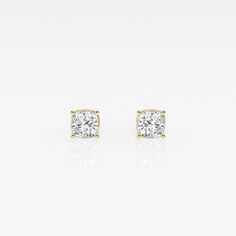 There's nothing more versatile than a pair of classic stud earrings. We love these princess cut lab grown diamond studs for every occasion. Pick the size and color best suited to your ears in the color of gold that you fancy. Classic Formal Diamond Earrings With Single Cut Diamonds, Formal White Diamond Earrings With Single Diamond, Elegant Cushion Cut Yellow Gold Earrings, Classic Gold Diamond Earrings, Formal White Single Diamond Earrings, Elegant Cushion Cut Diamond Earrings With Brilliant Finish, Formal Diamond Earrings With Cushion Cut And Diamond Accents, Cushion Cut Diamond Earrings For Anniversary, Classic Cushion Cut Diamond Earrings For Wedding