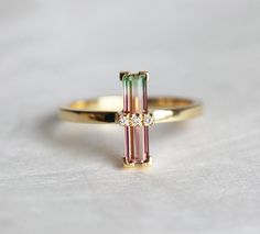 Ruby Tourmaline Ring, Watermelon Turmaline Ring, Watermelon Tourmaline Engagement Ring, Classy Rings, Jewellery Men, Watermelon Tourmaline Ring, Baguette Engagement Ring, Tourmaline Engagement Ring, Unique Diamond Engagement Rings