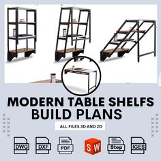 the modern table shelves build plans are available for all files and 20x20 sizes