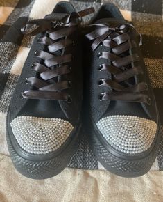 Custom Converse, can be made for Weddings, Game Days, Events, and More! All Shoes are custom with Pearls and Ribbon of your choice. Please note the color choice in your order. Heel Pearls are an additional charge. Wedding Converse, Custom Converse, Womens Tie, Tie Shoes, Shoes Trainers, Color Combination, Custom Wedding, Game Day, Womens Shoes Sneakers