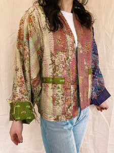 Bohemian Kimono With Multicolor Embroidery For Fall, Bohemian Embroidered Kimono For Fall, Multicolor Shawl Outerwear For Spring, Bohemian Shawl Outerwear For Spring, Spring Festival Shawl Outerwear, Folk Style Long Sleeve Kimono For Spring, Bohemian Multicolor Outerwear With Floral Patchwork, Spring Folk Style Long Sleeve Kimono, Bohemian Outerwear With Natural Dye For Spring