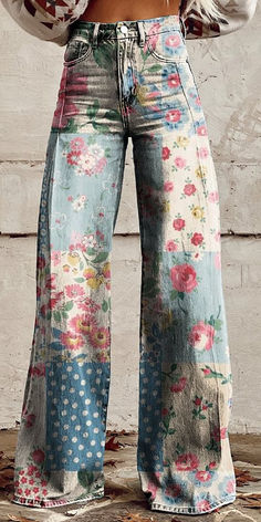 Ootd Instagram, Inexpensive Clothes, Womens Wide Leg Pants, Casual Wide Leg Pants, Patchwork Print, Casual Stylish, Pants Casual, Mode Inspiration, Online Clothing Stores