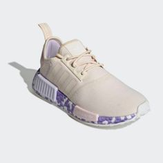 Adidas Originals Women's Nmd_r1 Running Shoes Size 8 Wonder White / Wonder White / Purple Tint Brand New With Box The Adidas Nmd Shoes Aren't Tied To Any One Era. They're Based On '80s Running Designs, Infused With Technology From Today And Then Turned Up With Style Fit For The Future. So When You Step In, It's Kind Of Like You're Time Traveling. Wherever You Wear Yours, You Can Count On Feeling Comfortable Thanks To The Plush And Responsive Boost Midsole That Gives Back Energy With Every Step Y Adidas Purple Sneakers With Round Toe, Purple Adidas Sneakers With Round Toe, Purple Adidas Sneakers, Casual Purple Adidas Running Shoes, Adidas Purple Running Shoes With Boost Midsole, Adidas Purple Lace-up Running Shoes, Purple Sneakers With Boost Midsole For Spring, Spring Purple Sneakers With Boost Midsole, Casual Purple Adidas Sneakers