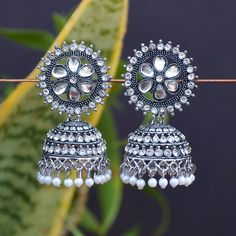 Perfect with ethnic & traditional wear. Fancy Party Wear Traditional Jhumki Earrings. Perfect gift for any occasion for yourself and your dear ones. It is advisable to store jewellery in a zip lock pouch (air tight pouch), keep away from water perfume and other chemicals and clean it with dry and soft cloth. Fusion Style Earrings For Wedding And Navratri, Bollywood Oxidized Finish Jhumkas For Wedding, Oxidized Finish Earrings For Wedding And Diwali, Temple Jewelry Earrings With Oxidized Finish For Wedding, Oxidized Jhumkas For Wedding And Navratri, Traditional Oxidized Jhumkas For Wedding, Bollywood Oxidized Jhumkas For Wedding, Ceremonial Chandbali Jhumkas With Oxidized Finish, Bollywood Style Oxidized Jhumkas