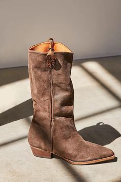 We The Free Montage Tall Boots | Free People Distressed Leather Boots, Dr Shoes, Tall Brown Boots, Summer Boots, Sole Sneakers, Boots Fall, Calf Boots, Distressed Leather, Tall Boots