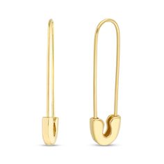 Write your own fashion rules with the quirky design of these 14K gold safety pin drop earrings. Crafted in 14K gold Each earring features a long linear design punctuated in a safety pin closure. These earrings secure with long wire backs that thread through the ear. Everyday Princess, Fashion Rules, Gold Book, Linear Design, Quirky Design, The Ear, Gold Price, Safety Pin, Earring Backs