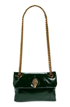 A brassy chain hardware and the signature eagle head elevate the sophisticated appeal of a compact leather shoulder bag. 8 1/4" W x 5 1/2" H x 2 3/4" D Magnetic flap Pull-through shoulder strap Lined Leather Imported Eagle Head, Kurt Geiger, Cross Body Handbags, Leather Shoulder Bag, Women Handbags, Shoulder Strap, Nordstrom, London, Shoulder Bag