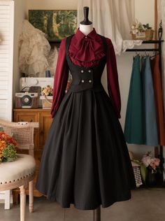 Victorian Dress Reference, Modern Victorian Fashion Aesthetic, Vintage Dress Aesthetic, Dresses Korean Style, Dress For Graduation, Victorian Fashion Women, Fancy Outfit, Vintage Fashion 1950s, Dress Design Drawing