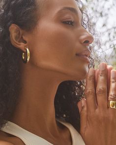 Lou Statement Hoops Earring in Gold Plated, Women's by gorjana Gold Minimalist Huggie Earrings For Everyday Elegance, Gold-tone Classic Huggie Earrings For Everyday, Chic Gold Hoop Earrings For Everyday Luxury, Trendy Yellow Gold Hoop Earrings For Anniversary, Sleek Gold Earrings For Everyday Wear, Sleek Everyday Round Jewelry, Sleek Round Everyday Jewelry, Classic Everyday Gold Plated Hoop Earrings, Chic Tarnish Resistant Hoop Earrings For Anniversary