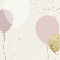 pink and gold balloons with confetti on them