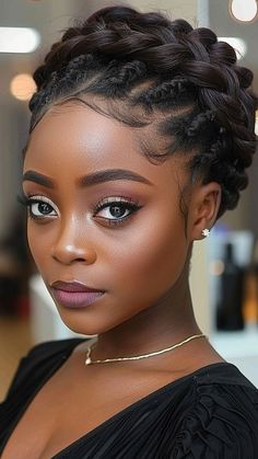 30 Must-Try Hairstyles for 4C Hair Braided Upstyles Black Hair, Short Braid Updo, Natural Updo Hairstyles Simple, Halo Braid With Curls, 2 Strand Twist Styles Natural Updo, Protective Updos For Natural Hair, Natural Hairstyles For Black Women Wedding Guest, Updo Feed In Braids Hairstyles, Elegant Protective Hairstyles