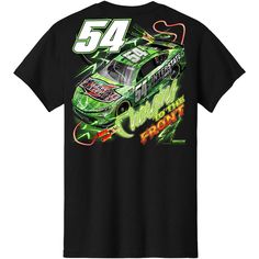 Inject some horsepower into your racing wardrobe by picking up this Ty Gibbs Interstate Batteries Car T-Shirt from Joe Gibbs Racing Team Collection. Made with ultra-soft fabric, this top ensures you'll enjoy race days in both comfort and style. This awesome tee features striking Interstate Batteries graphics that will have you ready to cheer on Ty Gibbs as he crosses the finish line. Officially licensed Screen printed graphics Brand: Joe Gibbs Racing Team Collection Material: 100% Cotton Importe Black Racing T-shirt With Letter Print, Black Racing Style T-shirt With Letter Print, Black Racing Style T-shirt With Logo Print, Black Racing Tops With Logo Print, Black Racing Style Tops For Sports Events, Black Graphic Print Tops For Motorsport Events, Black Racing Fan Merchandise T-shirt, Racing Style Crew Neck T-shirt For Motorsport Events, Racing Style Tops For Motorsport Events