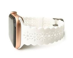 Lace Silicone Apple Watch Band laser cut womens apple watch | Etsy Womens Apple Watch, Cute Apple Watch Bands, Rose Gold Apple Watch, Apple Watch Sizes, Apple Band, Apple Watch 1, Gold Apple Watch, Smart Jewelry, Bracelet Apple Watch