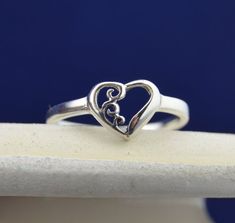 Sterling silver heart ring in sizes 4, 5, 6, 7, 8 Elegant Sterling Silver Heart Ring Stamped 925, Elegant Heart Ring In Sterling Silver Stamped 925, Elegant Engraved Sterling Silver Heart Ring, Elegant Silver Engraved Heart Ring, Trendy Silver Jewelry, Silver Heart Ring, Jewelry Showcases, Heart Shaped Rings, Sterling Silver Heart