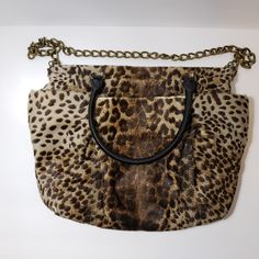 Lanvin Italy Animal Leopard Print Hair Fur Chained Tote Handbag Shoulder Bag. In Preloved Condition Handbag Does Have Wear; All Edges/Openings Have Wear/Rubbing As Pictured. Including Pockets Good Interior 5 Pockets Width: 17 Length: 12 Strap Drop: 7 Shopping Shoulder Clutch With Chain Strap, Chain Strap Clutch Shoulder Bag For Shopping, Shopping Clutch Bag With Chain Strap, Shopping Bag With Chain Strap And Double Handle, Double Handle Bag With Chain Strap For Shopping, Shopping Satchel With Chain Strap, Leather Satchel With Chain Strap For Shopping, Leather Tote Satchel With Chain Strap, Leather Tote Bag With Chain Strap