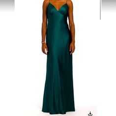 Sleek, Jewel-Toned Emerald Dress With A Sweetheart Neckline, Spaghetti Straps, Empire Waist, Modified A-Line Silhouette, And Satin Fabric. New Without Tags! Measurements In The Pictures. Jewel Tone Dresses, Forest Green Prom Dress, Jewel Tone Dress, Kate Sharma, Emerald Dress, Homecoming Dresses Sparkly, Red Ball Gown, Emerald Dresses, Gold Prom Dresses