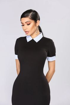 Law Outfits, Chitenge Outfits, Female Suits, Psalm 3, Collar Mini Dress, Cute Professional Outfits, Corporate Baddie, Black Collared Dress, Corporate Dress