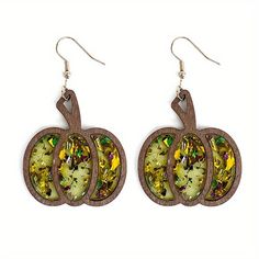 Product information: Processing Technology: Printing Color: color, orange, red, green Applicable people: Unisex Material: Wooden Shape: Leaves Packing list: 1pairs* Earrings Product Image: Biggest Pumpkin, Glitter Fashion, Candle Canvas, Autumn Thanksgiving, Pumpkin Earrings, Wooden Shapes, Sparkle Earrings, Halloween Earrings, Wooden Earrings