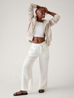 Retreat Wide Leg Linen Pant | Athleta Linen Pants Outfit Summer, Wide Linen Pants, Style Inspo Summer, Wide Leg Pants Plus Size, Women's Retreat, Linen Pants Outfit, Summer Pants Outfits, Womens Retreat, Linen Pant