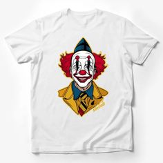 Clown Graphic T-Shirt, Colorful Circus Clown Art Tee, Unique Jester Design, Casual Fashion Top for All Male T-Shirt Custom graphic T-Shirt.Customize your color Artistic White T-shirt With Custom Print, Pop Culture White Tops With Funny Print, White Pop Culture Tops With Funny Print, White Pop Culture Top With Funny Print, Funny Short Sleeve Shirt With Custom Print, White Cotton Sublimation T-shirt With Funny Print, Funny White Shirt With Screen Print, Funny White T-shirt With Screen Print, White Funny Shirt With Screen Print