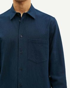 Regular fit long-sleeved shirt made of organic cotton    - long sleeve  - regular cut  - button closure on the front and buttoned cuffs  - patch pocket on the chest  - yoke seam at neck with pleat  - the model is 188 cm tall and wears size l    100% organic cotton    reference: m24300052 Indigo Collared Shirt With Pockets, Navy Relaxed Fit Shirt With Pockets, Indigo Unstructured Shirt With Pockets, Blue Workwear Shirt With Patch Pockets, Relaxed Fit Corduroy Shirt With Pockets, Samsoe Samsoe, Mens Button Up, Lace Maxi, Engineered Garments