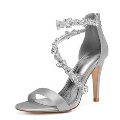 Category:Wedding Shoes; Upper Materials:Satin; Embellishment:Rhinestone; Heel Type:Stiletto,Ankle Strap Heel; Gender:Women's; Toe Shape:Open Toe; Type:Bridal Shoes; Style:Elegant; Heel Height(inch):3-4; Outsole Materials:Rubber; Closure Type:Zipper; Shipping Weight:0.773; Production mode:Self-produce; 2024 Trends:Stilettos,Sparkling Shoes,Bling Bling; Foot Length:; Size chart date source:Provided by Supplier.; Heel Height(inch):4.9 Luxurious Party, Bling Wedding Shoes, Elegant Wedding Shoes, Crystal Wedding Shoes, Comfortable High Heels, Sparkle Shoes, Wedding Shoes Heels, Bling Shoes, Bridesmaid Shoes