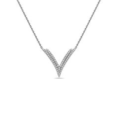 Double V Diamond Pendant Necklace Diamond Pendant Necklace, A Color, Diamond Pendant, Primary Color, Jewelry Accessories, White Gold, Pastel, Pendant Necklace, Gemstones