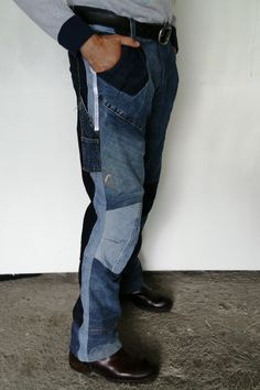 "Chic Cargo Jeans Fashion! It's a real Upcycled Carpenter Jeans, Patchwork Pants made and combined with recycled jean fabrics. The variety of denim pieces in creating these high waist Man Rip Blue Jeans makes the Outfit so original. It's a one of a kind Jeans with patched Denim and it does'nt exist another identical piece. Your sense of an unique style is measured by personality! Measurements:  *Circular Measurements Waist:      88 Centimeters - 34.6 Inches* Hip:        110 Centimeters - 43.3 In Patchwork Denim Cargo Jeans For Streetwear, Blue Denim Patchwork Cargo Jeans, Blue Denim Cargo Jeans With Patchwork, Denim Blue Cargo Jeans With Patchwork, Medium Wash Patchwork Bottoms For Streetwear, Patchwork Medium Wash Bottoms For Streetwear, Blue Patchwork Cotton Cargo Jeans, Denim Patchwork Pants For Streetwear, Patchwork Denim Blue Jeans For Streetwear