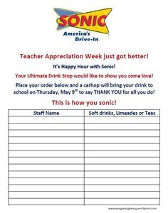 a sign that says, teacher appreciation week just got better with the time to drink