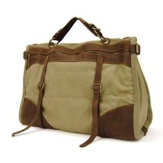 Vintage Retro military Canvas - Khaki - Men_Briefcase Leather Overnight Bag, Canvas Weekender Bag, Military Bag, Leather Weekender, Luggage Bags Travel, Look Retro, Sports Bags Gym, Sac Week End, Leather Travel Bag