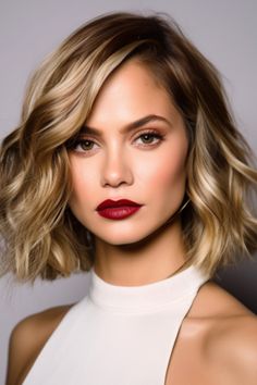 Bring back the timeless glamour of Hollywood by styling your long bob into vintage waves reminiscent of that era’s charm. This versatile bob style suits all hair types allowing you to achieve those waves using a curling iron. Click here to check out more stunning lob haircuts (Long Bob) for right now. Wedding Long Bob Hairstyles, Bob Hollywood Waves, Lob Wedding Hair, Short Hair Curls Wedding, Faux Bob For Long Hair, Long Bob Wedding Hairstyles, Short Bob With Curls, Vintage Waves Hair Short, Short Waves Hairstyle