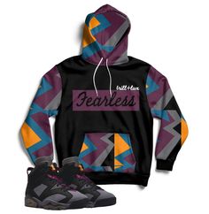 Fearless Hoodie   Air Jordan 6 Bordeaux Inspired   Retro Jordan 6 Easy 30 day return policy Sports Hoodie With Graphic Print For Fall, Fall Sports Hoodie With Graphic Print, Graphic Print Hoodie For Sports In Fall, Sporty Fall Hoodie With Graphic Print, Casual Multicolor Sports Hoodie, Casual Multicolor Hoodie For Sports, Purple Sports Hoodie For Fall, Purple Hoodie For Sports In Fall, Sporty Purple Hoodie With Graphic Print