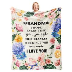 PRICES MAY VARY. 🎁【Best Grandma Gifts】Our blanket with warm words is perfect for grandma. Perfect for Grandparent’s Day, Christmas, Thanksgiving, grandma's birthday and some special occasions. This blanket not only warms Grandma, but also shows our love for her. 💡【Size】60"x50"/150x125cm. Perfect size and suitable for all seasons and convenient to carry, just roll it up, you can take this light weight throw to anywhere. 🔥【Premium Material】The soft blanket is made of Fleece, which is lightweigh Christmas Birthday Ideas, Grandmother Gift Ideas, Grandma Birthday Gifts, Grandma Blanket, Gigi Gift, Great Grandma Gifts, Blanket Gifts, Great Grandma, Birthday Gifts For Grandma