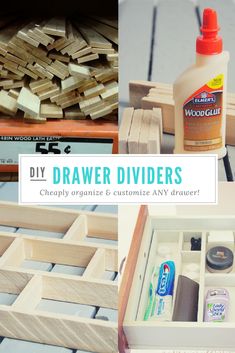 diy drawer dividers made out of wooden planks with glue and wood glue