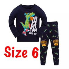 New Pajamas For Boys Size 6 With Label, Light Fabric Costume Dinosaure, Pajamas For Boys, Kids Pyjamas, Dinosaur Pajamas, Pjs Set, Long Sleeve Pajamas, Dinosaur Funny, Cozy Pajamas, Pajamas Sets