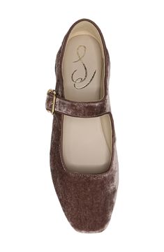 Luxe velvet adds a suave textural element to a mary jane flat complete with a square toe. Adjustable strap with buckle closure Textile upper, lining and sole Imported Women's Shoes Elegant Brown Mary Janes With Buckle Closure, Chic Mary Janes With Buckle Closure And Medium Width, Chic Mary Janes With Buckle Closure, Chic Mary Janes With Heel Strap For Fall, Chic Fall Mary Janes With Heel Strap, Chic Closed Toe Mary Janes With Buckle Closure, Chic Closed Toe Mary Janes With Buckle, Fitted Closed Toe Mary Janes With Buckle Closure, Chic Ankle Strap Mary Janes For Fall