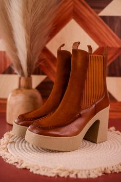 Rock your 70's vibes with these chestnut platform sock booties! Pair with your favorite dress or flares for the fun and flirty 70's style. Fit: True to size. If you have a wide foot, size up 1/2 size.Heel Height: 4"Brand: Vintage Havana 70s Shoes, Sock Boot, Sock Booties, 70s Vibes, 70s Disco, Vintage Havana, 70s Fashion, Favorite Dress, Chestnut